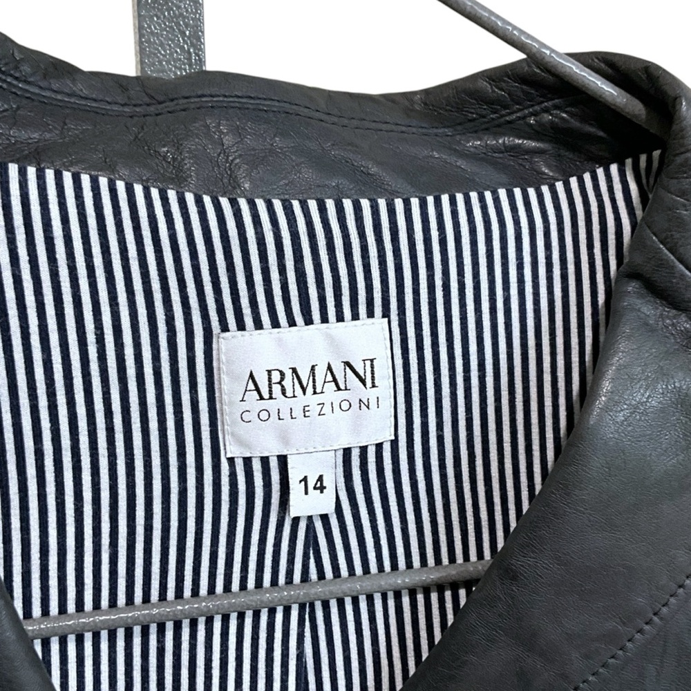 Armani Collezioni Lamb Skin Black Soft Leather Jacket - Size 14 - Picture 7 of 9